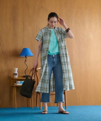 洗える　裾断ち切りクロップドデニム