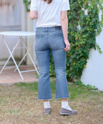 洗える　裾断ち切りクロップドデニム