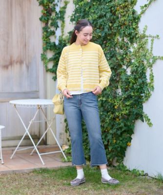 洗える　裾断ち切りクロップドデニム