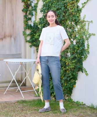 洗える　裾断ち切りクロップドデニム