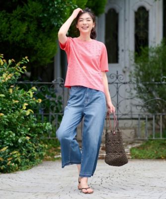 【人気】裾断ち切り　クロップドデニム
