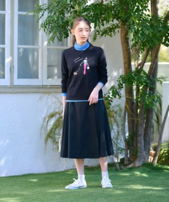 ウエスト伸縮フレアスカート