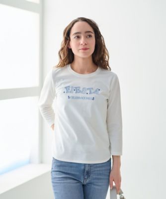 洗える　スパンコール刺繍のロゴＴシャツ