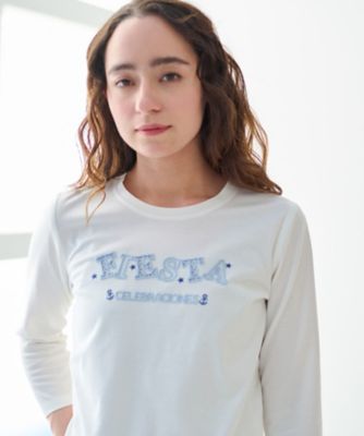 洗える　スパンコール刺繍のロゴＴシャツ