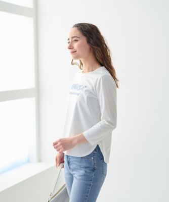洗える　スパンコール刺繍のロゴＴシャツ