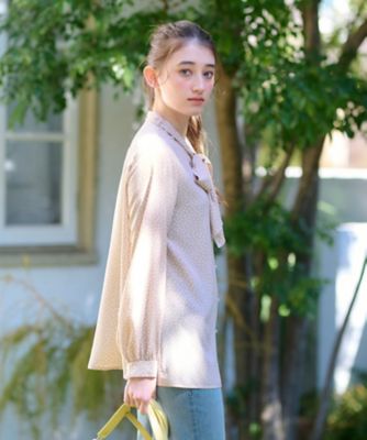 ＜CARA O CRUZ (Women)＞洗える　ドットボウタイブラウス