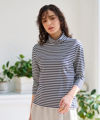 ＜CARA O CRUZ (Women)＞ボーダーハイネックカットソー