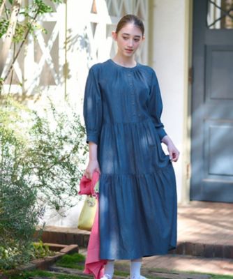 洗える　デニムティアードワンピース