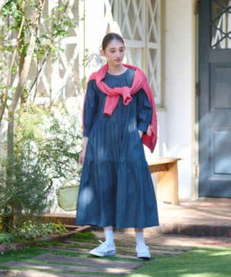 洗える　デニムティアードワンピース