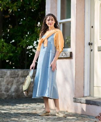 当店在庫してます！ 洗える (Women CRUZ O CARA | ヒッコリーのジャンパースカート ワンピース
