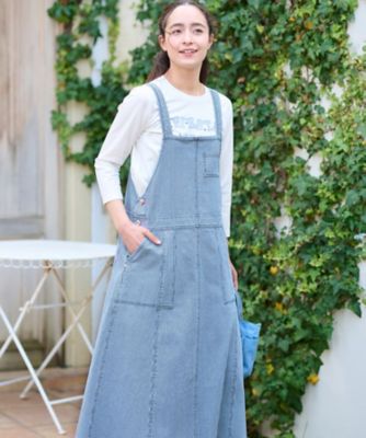 ＜CARA O CRUZ (Women)＞洗える　ヒッコリーのジャンパースカート