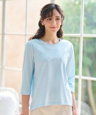 洗える　　スパンコール刺繍Ｔシャツ【接触冷感】