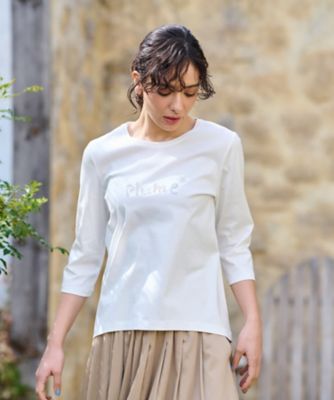 洗える　　スパンコール刺繍Ｔシャツ【接触冷感】