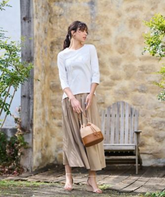 洗える　　スパンコール刺繍Ｔシャツ【接触冷感】