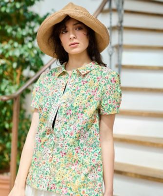 ＜CARA O CRUZ (Women)＞フラワー柄ブラウス【ＴＲＯＵＩＬＬＥＴ】