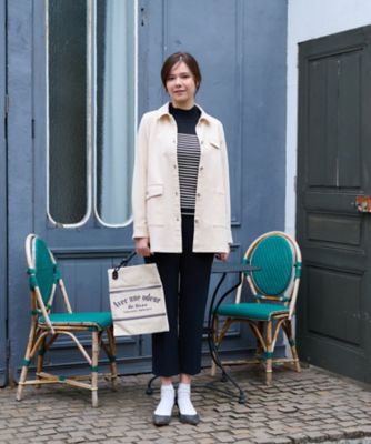 洗える　後ろウエストゴムのセンタープレスパンツ