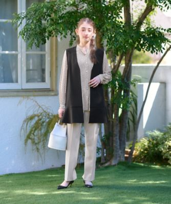 洗える　後ろウエストゴムのセンタープレスパンツ