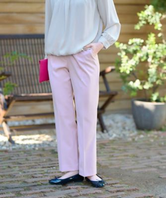 洗える　後ろウエストゴムのセンタープレスパンツ