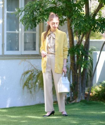 洗える　後ろウエストゴムのセンタープレスパンツ