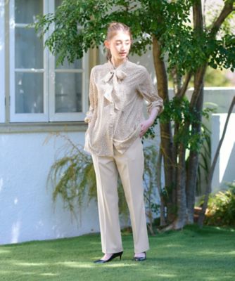 洗える　後ろウエストゴムのセンタープレスパンツ