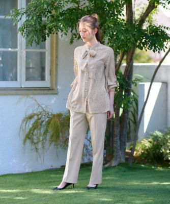 洗える　後ろウエストゴムのセンタープレスパンツ