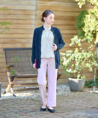 洗える　後ろウエストゴムのセンタープレスパンツ