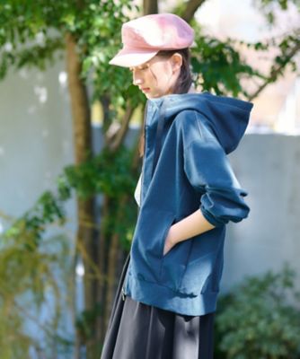 洗える　ジップアップデニムパーカー