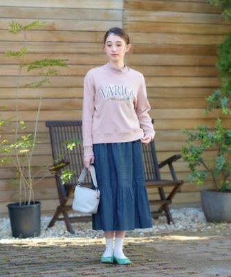 洗える　ティアードデニムスカート