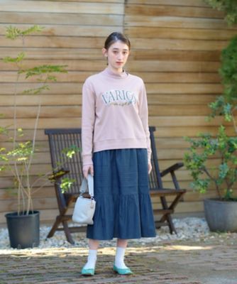 洗える　ティアードデニムスカート