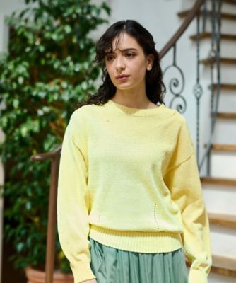 Ballsey ボールジィ　日本製　リネン　ざっくりサマーニット 洗える シャリ感のあるカラーニット【ホールガーメント】 | CARA