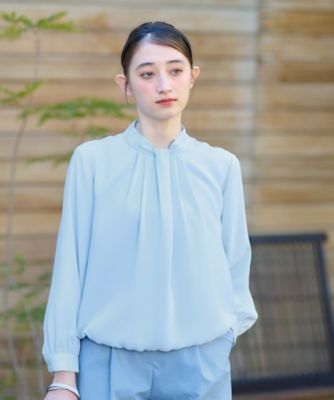 洗える　ハイネックタックブラウス【セレモニー】