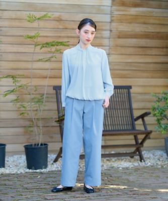 洗える　ハイネックタックブラウス【セレモニー】