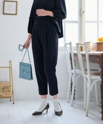 洗える　後ろウエストゴム　タッククロップドパンツ【セレモニー】【セットアップ】