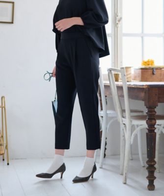 洗える　後ろウエストゴム　タッククロップドパンツ【セレモニー】【セットアップ】