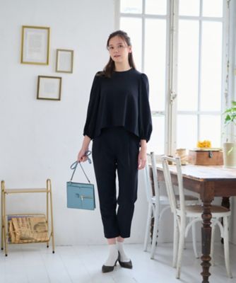 洗える　後ろウエストゴム　タッククロップドパンツ【セレモニー】【セットアップ】