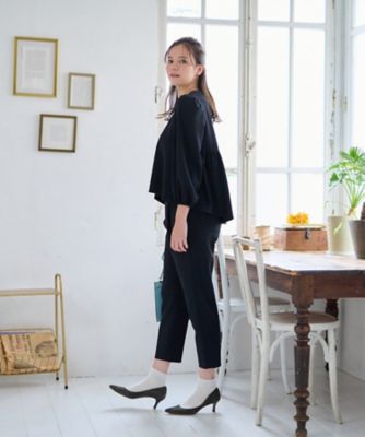 洗える　後ろウエストゴム　タッククロップドパンツ【セレモニー】【セットアップ】