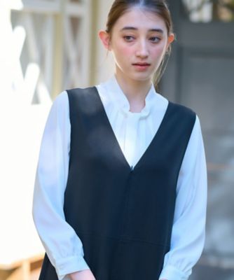 洗える　深Ｖネックのサロペットパンツ【セレモニー】