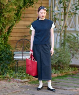洗える　後ろウエストゴムのデニムスカート