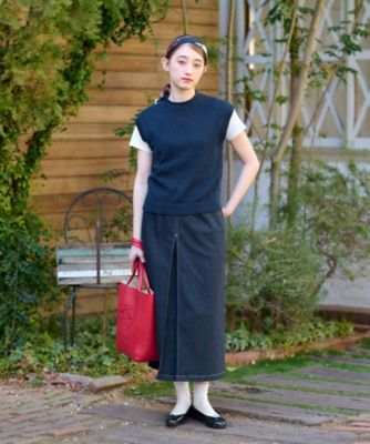 洗える　後ろウエストゴムのデニムスカート