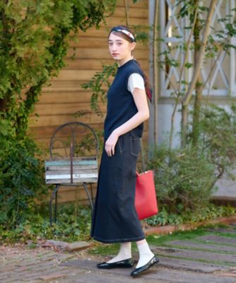 洗える　後ろウエストゴムのデニムスカート