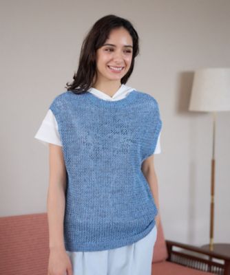 ＜CARA O CRUZ (Women)＞麻混ニットベスト【ＣｏＣ　ｂｙ　ＣＡＲＡ　Ｏ　ＣＲＵＺ】