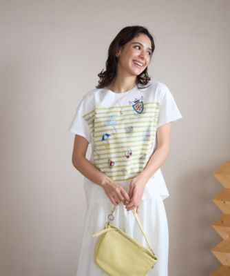 ボーダーマリンブリントTシャツ | CARA O CRUZ (Women)/キャラ