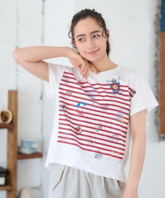 ＜CARA O CRUZ (Women)＞ボーダーマリンブリントＴシャツ