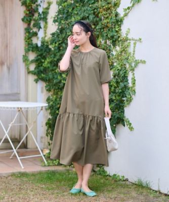 洗える　ギャザーワンピース