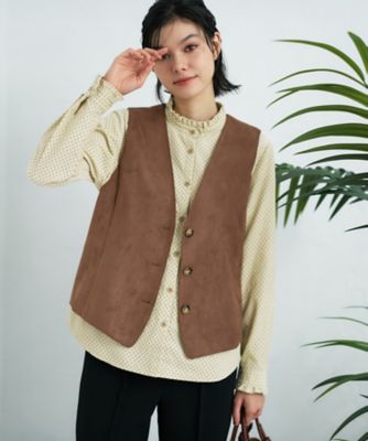 ＜CARA O CRUZ (Women)＞スエードＶネックベスト【３５ｔｈ】