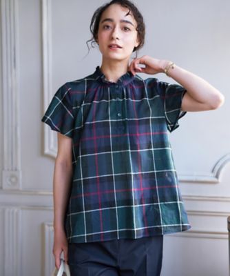 ＜CARA O CRUZ (Women)＞チェックスタンドカラーブラウス