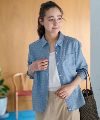 ＜CARA O CRUZ (Women)＞小花柄インディゴデニムのブラウス