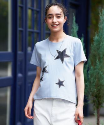 CARA O CRUZ (Women)/キャラ・オ・クルス スターモチーフTシャツ【CoC by CARA O CRUZ】33サックス トップス【三越伊勢丹/公式】