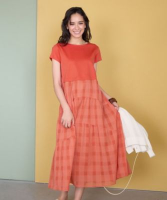 ＜CARA O CRUZ (Women)＞異素材切替ティアードワンピース