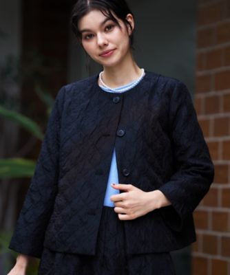 ＜CARA O CRUZ (Women)＞【きれいめ】洗える　ノーカラージャケット【セットアップ】